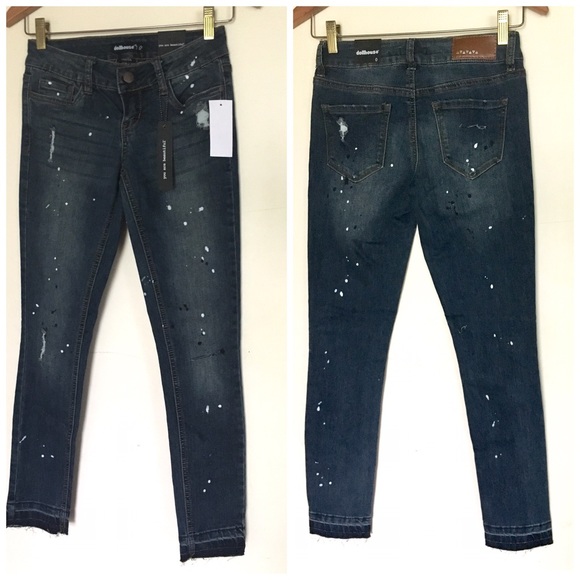 Dollhouse Juniors Tina Wash Paint Splatter Jeans - Picture 2 of 8